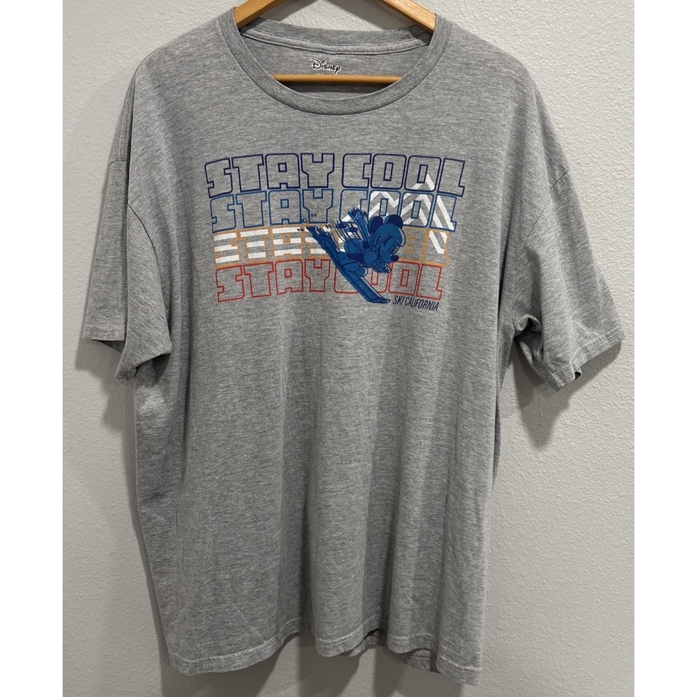 Disney Mickey Stay Cool Ski California Graphic T-Shirt Gray NO TAG XL? Slopes